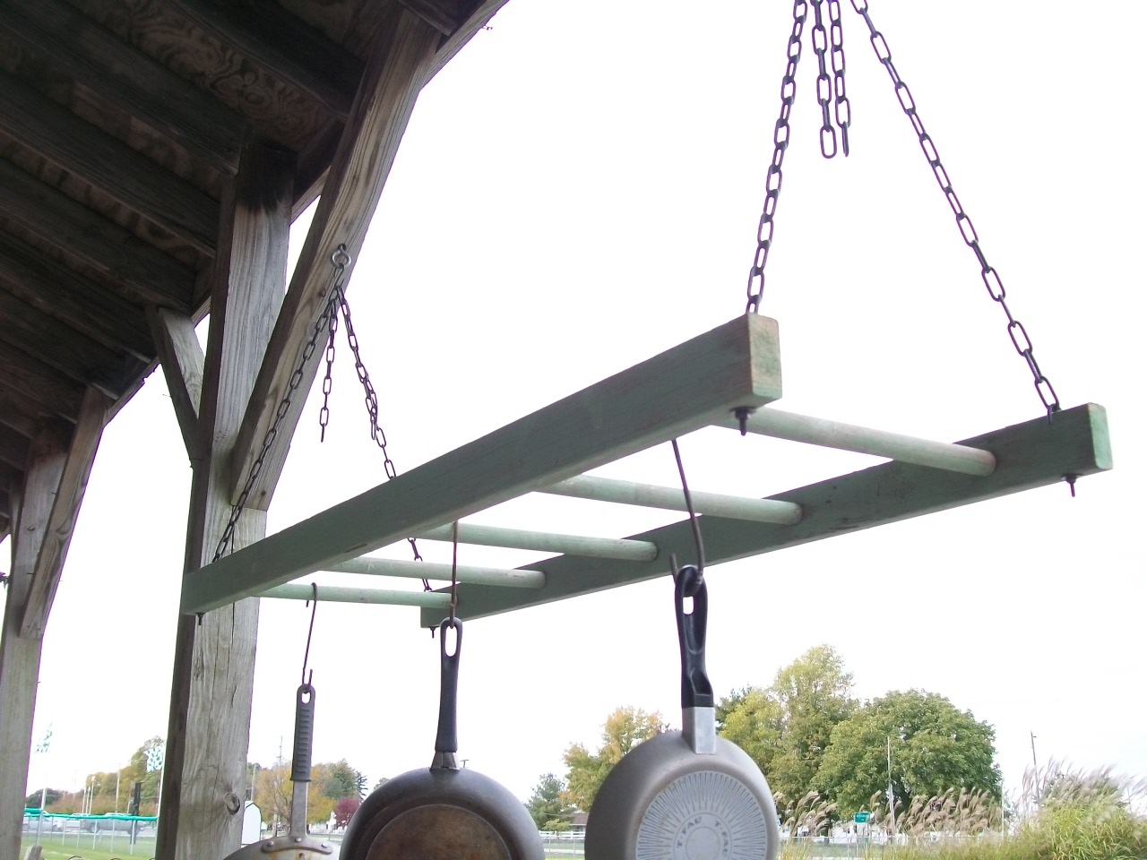 5 Rung Pot Rack or Drying Rack using Vintage Ladder