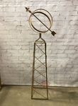 Military 53" Tall Wrought Iron Topiary Trellis w/ Sundial