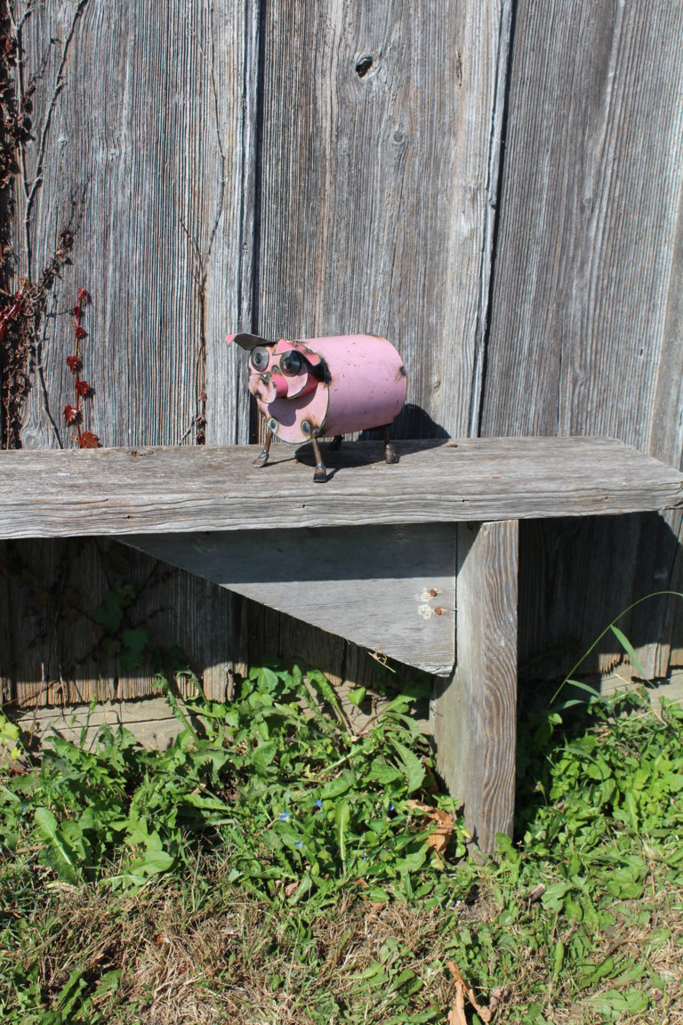 6" Small Recycled Metal Soup Can Pig Yard Ornament