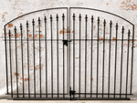 Clarkson Garden Entry Center Divide Wrought Iron Gate 4' tall x 7' w