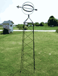 Military 79" Tall Iron Square Bottom Sundial Topiary Trellis