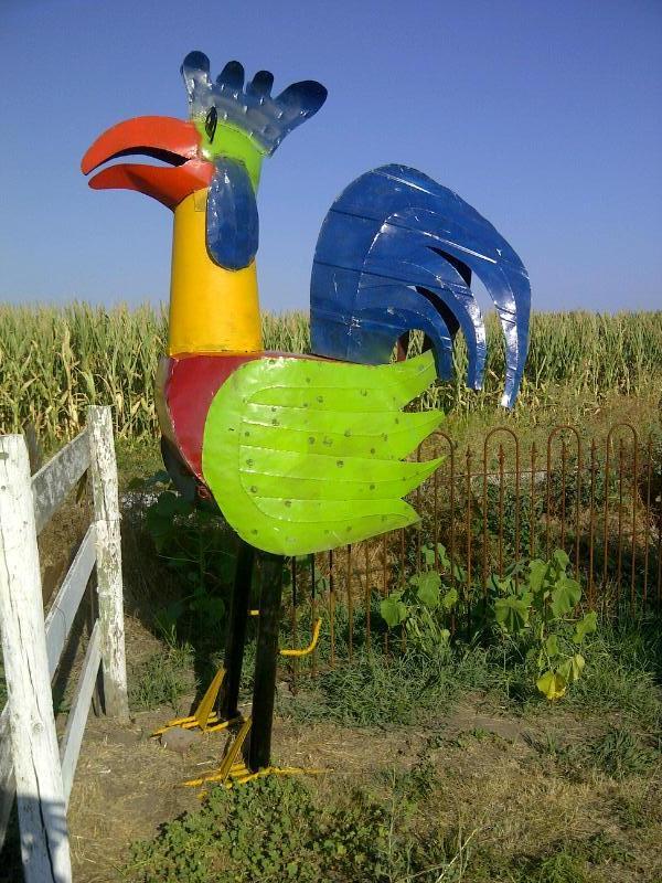 8' Large Metal Rooster Yard Art Giant Metal Sculpture