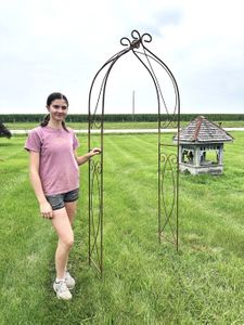 Anna Wrought Iron Narrow Arbor - Solid Metal Garden Arch 
