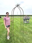 Anna Wrought Iron Narrow Arbor - Solid Metal Garden Arch 