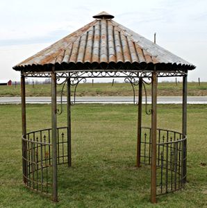 Iron Silo Tiki Hut Gazebo - Metal Hardtop Roof Gazebo