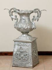 Aluminum Ornate Vase Garden Urn On Base