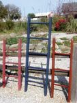 Rustic Wood 5 Step Ladder Pot Rack - Laundry Organization