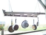 Rustic Wood 5 Step Ladder Pot Rack - Laundry Organization