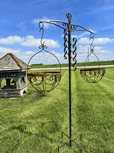 Arden Double Shepherds Hook - Metal Garden Flower Display Stand