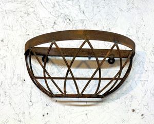 Small Lila Wrought Iron Half Wall Basket - Rustic Look