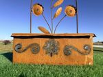 Tin Daisy Wall Basket - Flower Container Planter Box - Indoor Outdoor