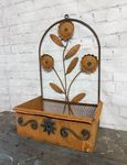 Tin Daisy Wall Basket - Flower Container Planter Box - Indoor Outdoor