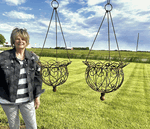 Wrought Iron Large Bouquet Hanging Planter Basket