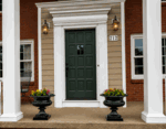 Before & After: Classic Cast Iron Urns Transform This Front Entrance