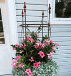 4 Finial Blossom Obelisk - 17"dia Flower Container Garden Topiary