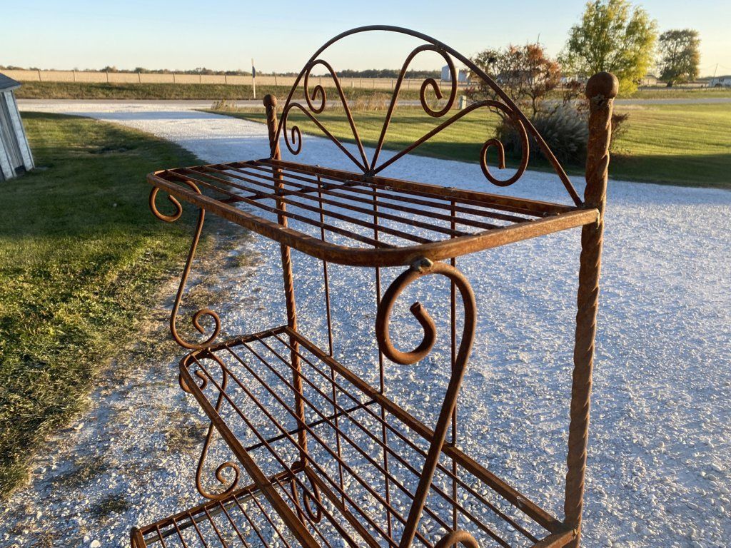 Large Heavy Duty Wrought Iron Rustic Shelving Bakers Rack