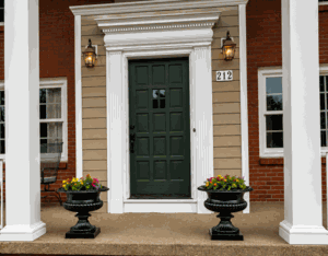 Before & After: Classic Cast Iron Urns Transform This Front Entrance