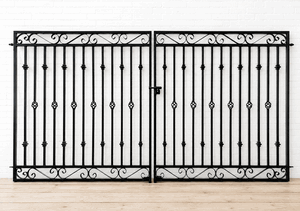 Wrought Iron 5ft Tall x 11ft Wide Center Divide Flat Top Donovan Gate