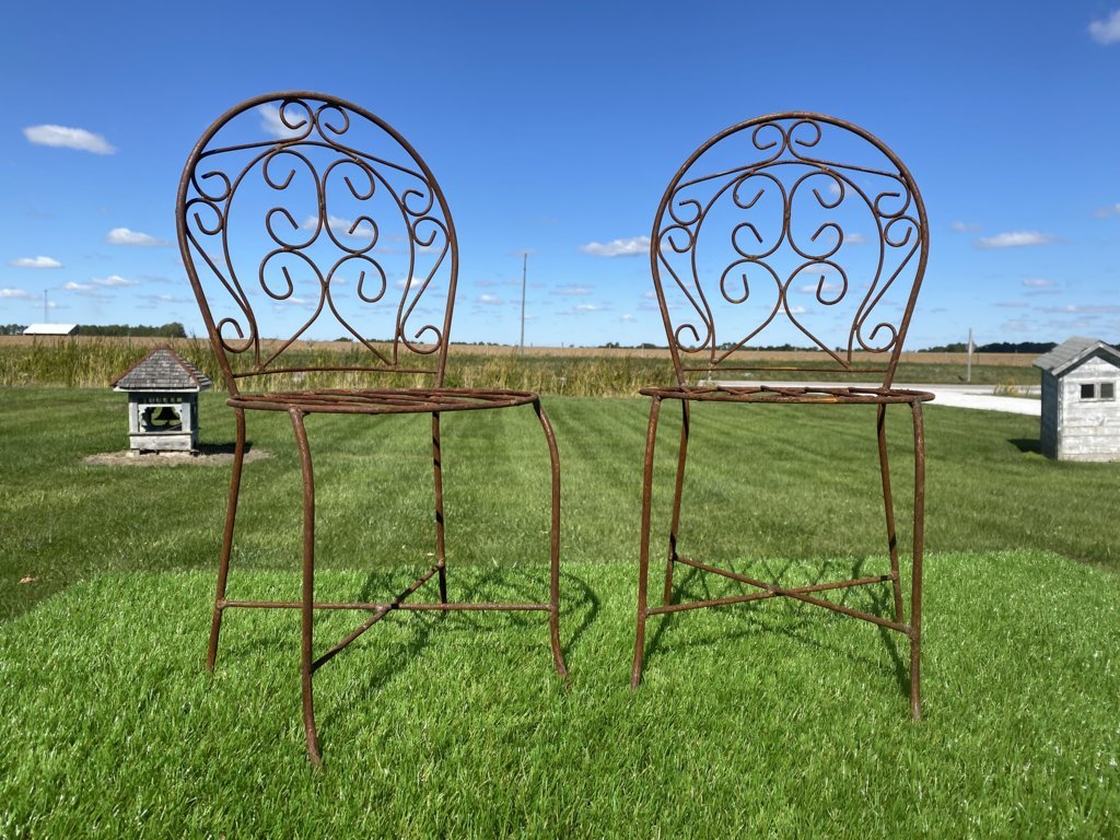 Small Wrought Iron Table and Chair Patio Furniture