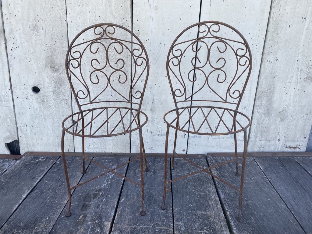 Small Wrought Iron Table and Chair Patio Furniture