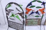 Colorful Metal Hummingbird Screen Trellis Plant Support