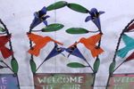 Colorful Metal Hummingbird Screen Trellis Plant Support