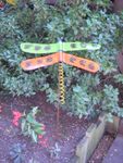 Colorful Tin Dragonfly Yard Art Garden Stake - Recycled Metal