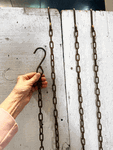 Set of 4 Rustic Hanging Chain Hooks Handmade Wrought Iron Style