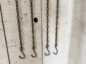 Set of 4 Rustic Hanging Chain Hooks Handmade Wrought Iron Style