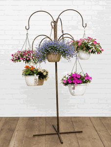 Deluxe 8 Hanging Basket Stand - Rustic Yard Display