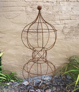 46.5 Wrought Iron Double Bob Topiary Trellis  for Climbing Vines and Flowers