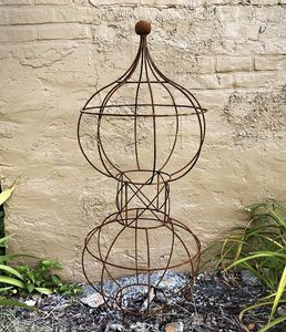 46.5 Wrought Iron Double Bob Topiary Trellis  for Climbing Vines and Flowers
