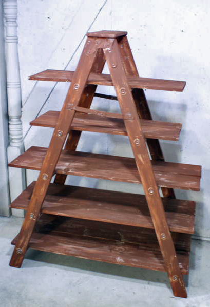 Wooden step ladder sale shelves