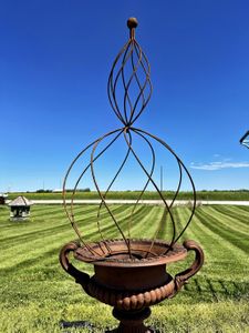 Double Swirl Wrought Iron Obelisk - Metal Garden Plant Support