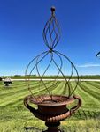 Double Swirl Wrought Iron Obelisk - Metal Garden Plant Support