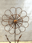 Rusty Primose Metal Garden Flower Yard Art Sculpture