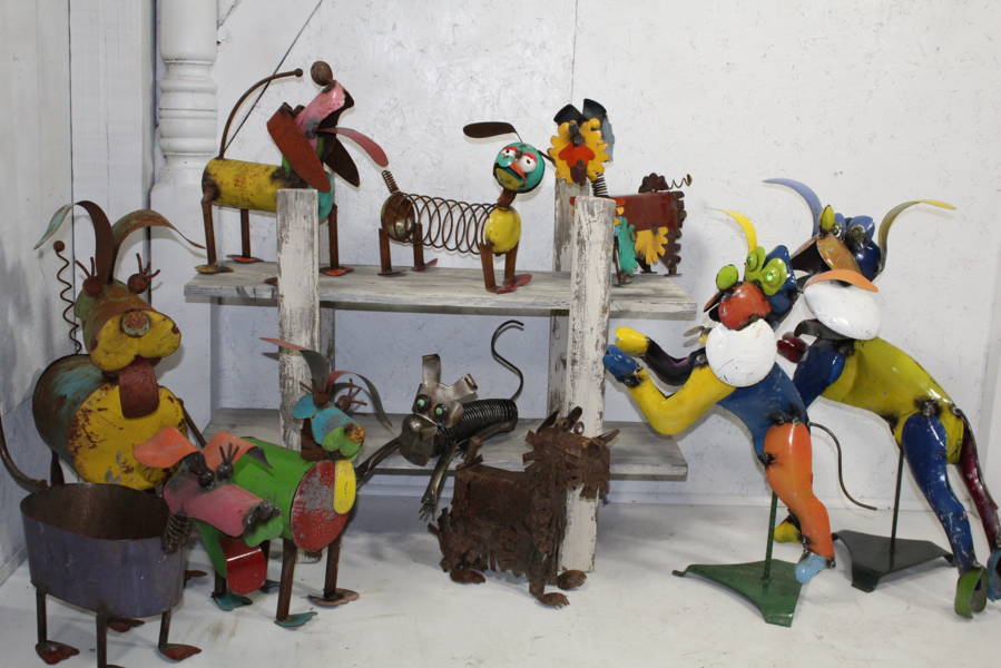 Metal Dog Sculptures Recycled Metal Art