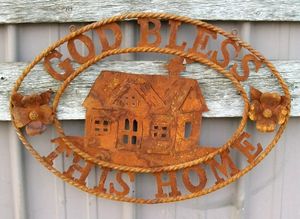 God Bless This Home Iron Wall Hanging