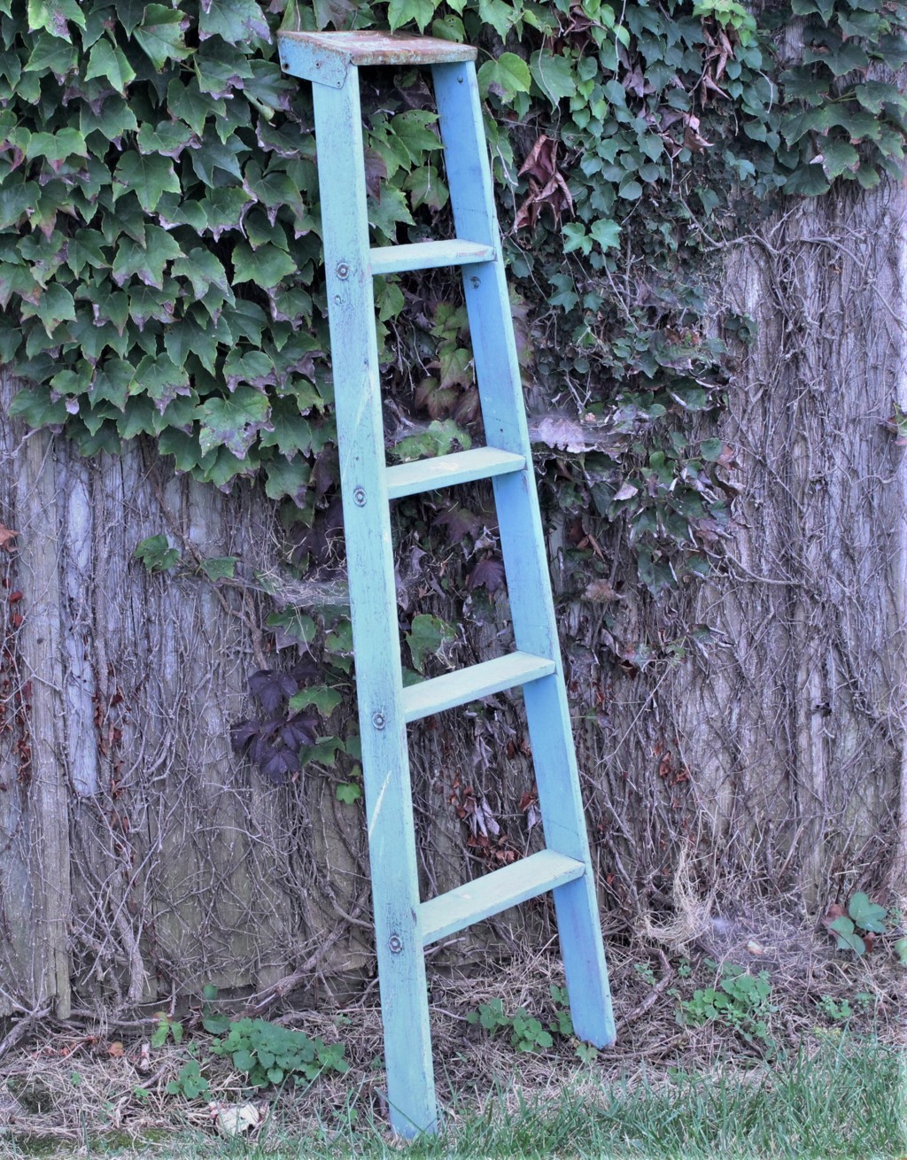 5 Step Rustic Turquoise Wood Ladder Shelf 5 Step Rustic Turquoise Wood Ladder Shelf