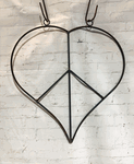 Rustic Wrought Iron Heart Peace Wall Hanging Decor