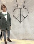 Rustic Wrought Iron Heart Peace Wall Hanging Decor
