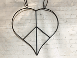 Rustic Wrought Iron Heart Peace Wall Hanging Decor