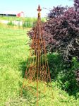 Large Wrought Iron Scroll Garden Flower Topiary - 56 Metal Obelisk