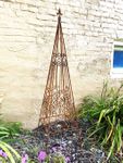 Large Wrought Iron Scroll Garden Flower Topiary - 56 Metal Obelisk