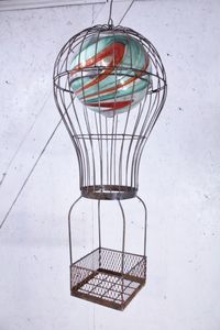 Wrought Iron Large Balloon Basket to Hold Gazing Ball