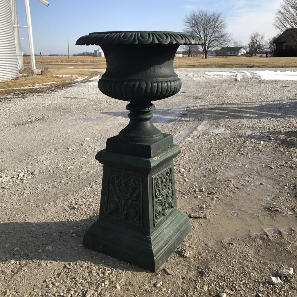 35" Tall 2Piece Cast Iron Los Angeles Urn & Base