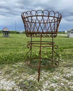 Large Wrought Iron Tin Bottom Plant Stand Decorative Container