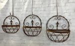 Med. Lila Wrought Iron Half Wall Basket - Rustic Decor