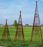 Metal Scroll Climbing Flower Topiary - Wrought Iron Garden Obelisk