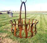 Medium Round Strap Basket - Wrought Iron Flower Basket